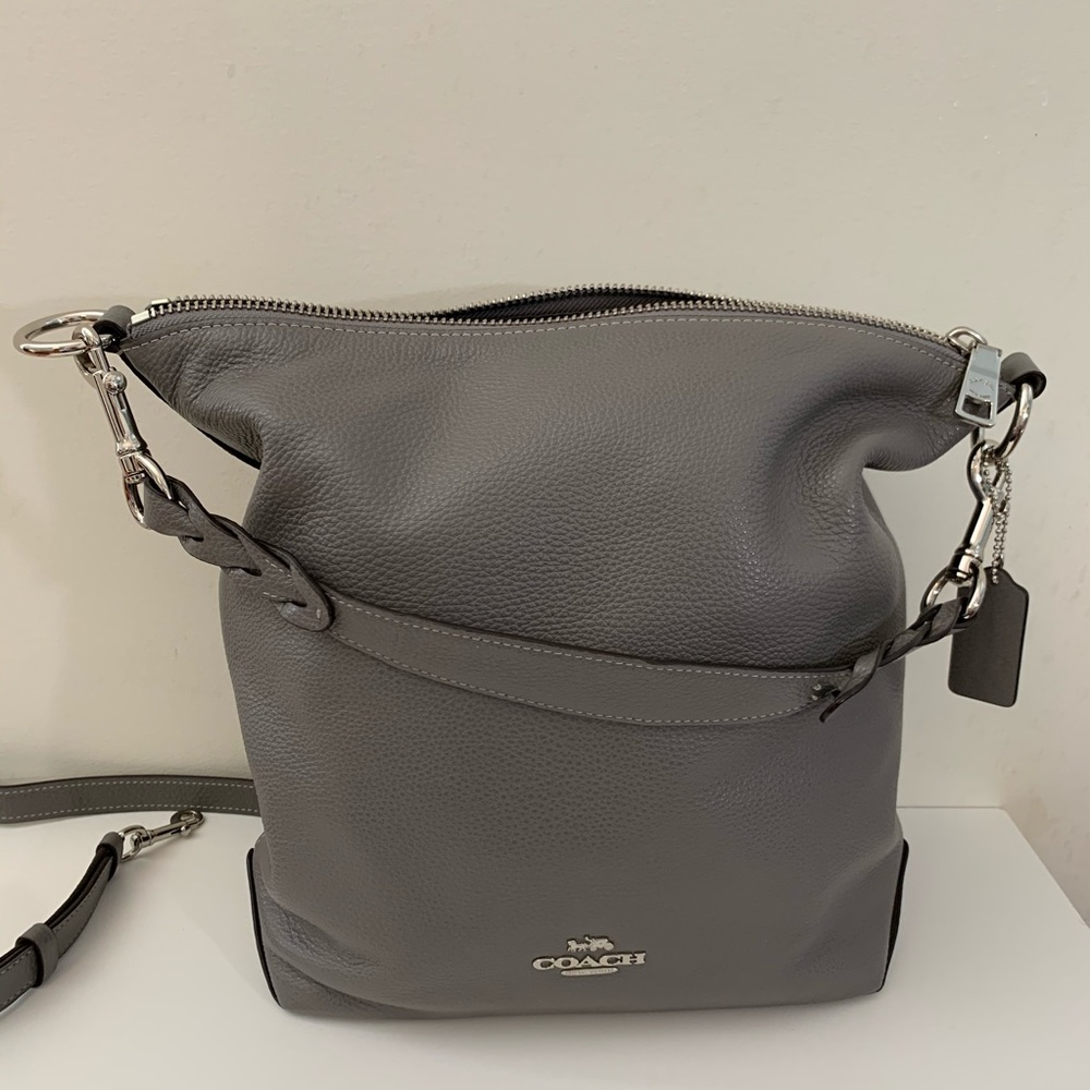 Coach Pebbled Gray Leather Bucket Bag